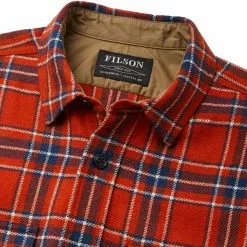 Filson Men's Button-Down Long-Sleeve Shirts Northwest Wool Shirt Men's -Filson Shop REDWHIBLU D3
