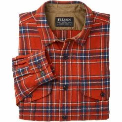 Filson Men's Button-Down Long-Sleeve Shirts Northwest Wool Shirt Men's -Filson Shop REDWHIBLU D4